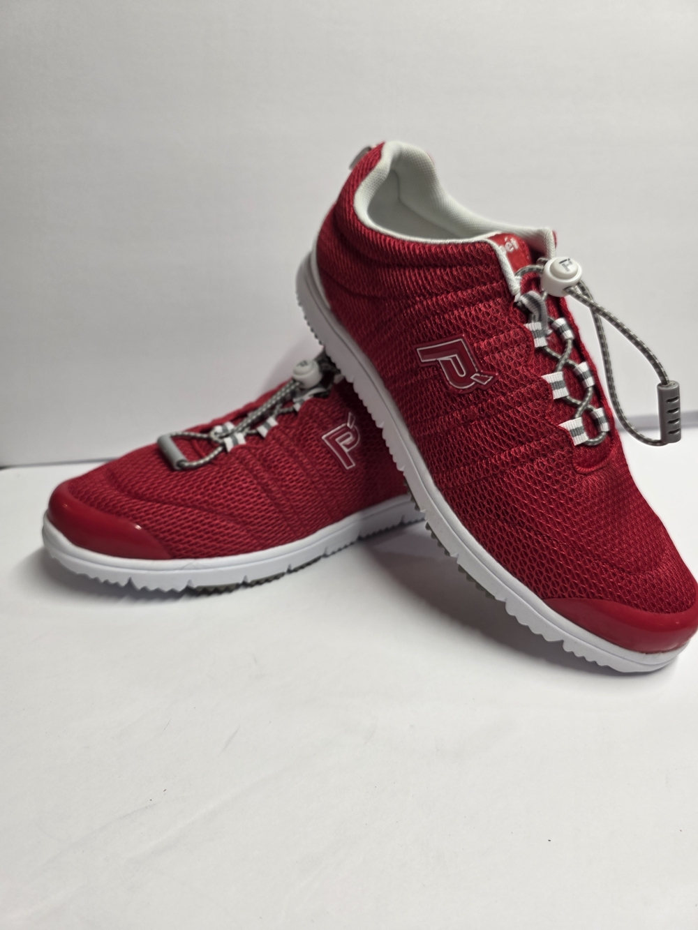 Propet TravelWalker II Women's Red Mesh Bungee-Toggle Lacing Sneakers